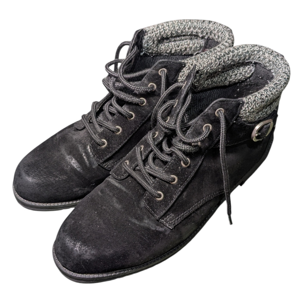 RUGGED OUTBACK Women's Hiking Winter Ankle Boot  9 Black Suede Leather Lace Up